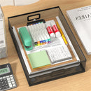 Axyaa Metal Mesh Desktop Drawer Storage Tray with Handle - Set of 2