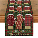 Axyaa Christmas Holiday Table Runner Gloves Fir Berries Decor Sugar Cane