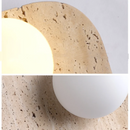 Axyaa Nordic LED Wall Lamp with White Glass Ball and Yellow Travertine Stone