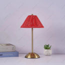 Axyaa Rattan Umbrella Lamp: Rechargeable LED Desk Light for Home, Hotel, and Dining Area