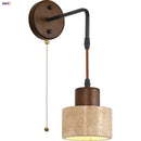 Axyaa Yellow Travertine Stone Canopy Wall Sconce with Pull Chain Switch