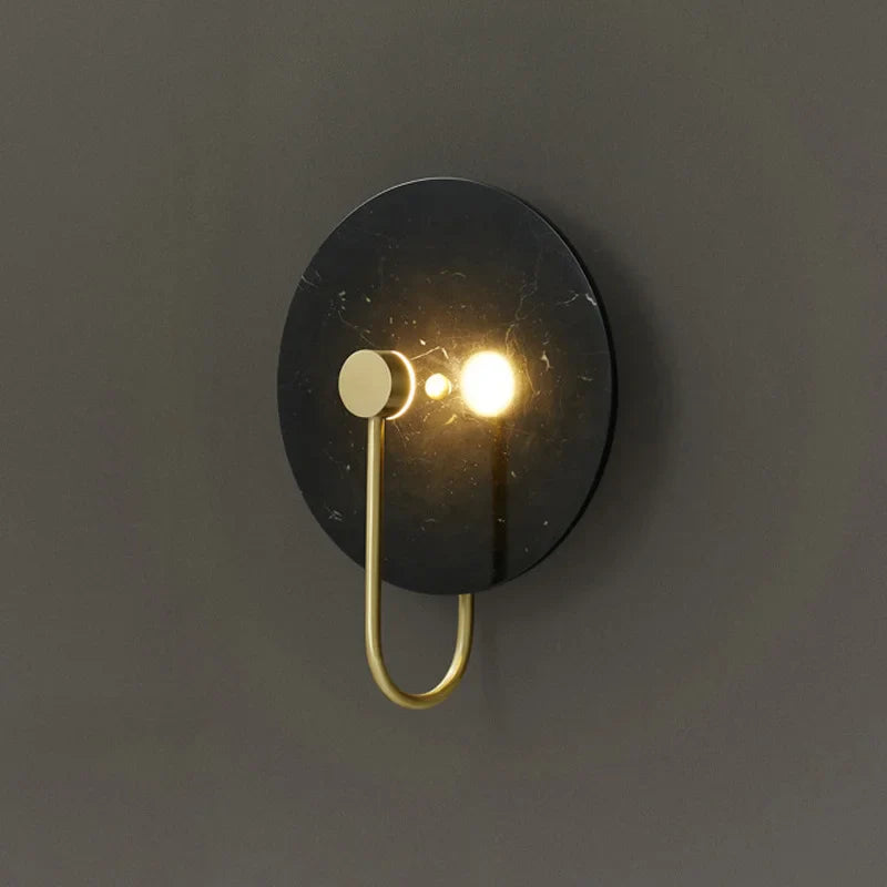 Axyaa Scandinavian Minimalist Black White Wall Lamp - Retro Green Marble Bedside LED