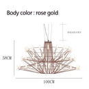 Axyaa Luxe Coppelia Loft Iron Chandelier: High-End LED Round Wire Lighting