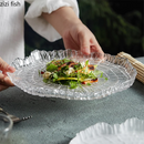 Axyaa Irregular Shape Glass Dinner Plates for Pasta, Steak, Sushi, and More