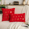 Axyaa Sequin Christmas Tree Embroidery Pillowcase - Festive Snowflake Plush Cushion Cover