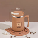 Axyaa Cartoon Insulation Cup with Lid, Straw, Spoon - 500ML Stainless Steel Mug