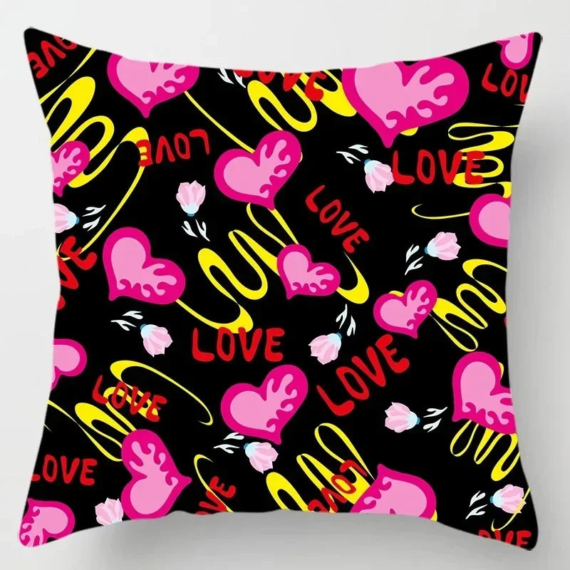 Axyaa Small Floral Geometric Heart Pillowcase