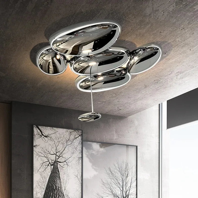 Axyaa Water Droplet LED Ceiling Lamp: Elegant Pebble Shaped Light for Living Room