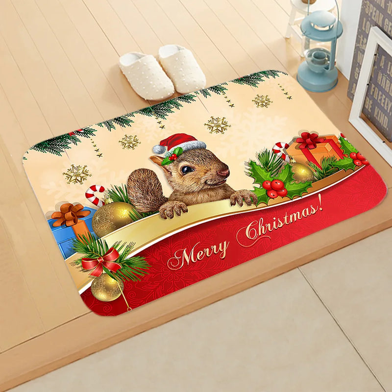 Axyaa Christmas Animal Print Door Mat - Non-Slip Home Decoration