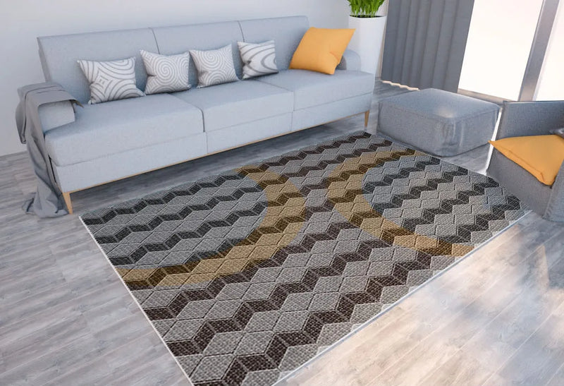 Axyaa Geometric Plaid Striped Print Carpet for Home Living Room and Bedroom Decor
