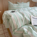 Axyaa Nordic Pink Stripes Cotton Duvet Cover 150x200 Girl's Room Comforter Set