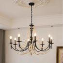 Axyaa Retro Black Metal Candle Chandelier Pendant Lights for Living Room and Bedroom