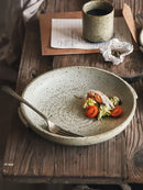 Axyaa Retro Plate with Handle - Round Platter for Dining and Entertaining