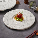 Axyaa White Pearl Dot Ceramic Round Flat Plate - Creative Molecular Cooking Tableware