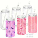 Axyaa 16oz Insulated Plastic Water Bottles with Straws, Lids - DIY Snowball Cup