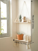Rustic Wood Wall Hanging Shelves Plant Floating Shelf for Bedroom Living Room Home Decor by Axyaa.