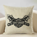 Axyaa Motorcycle Pattern Cushion Cover 45x45cm - Black and White Design
