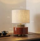 Axyaa Ceramic Red Fabric Lampshade Table Light - Retro Living Room Bedroom Decoration