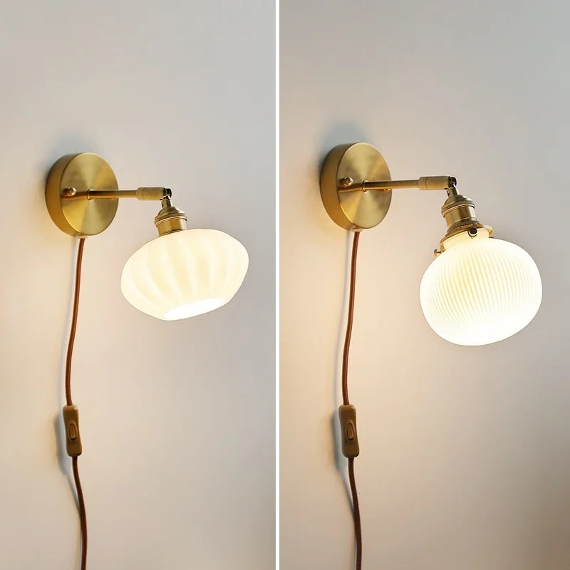 Axyaa White Glass LED Wall Lamps - Modern Nordic Interior, Up Down Rotate Lighting