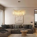 Axyaa Luxury Tassel Crystal Chandelier LED Pendant Lights for Living and Bedroom