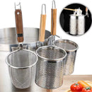 Axyaa Stainless Steel Noodle Funnel with Wooden Handle for Cooking, Fishing, and Rice