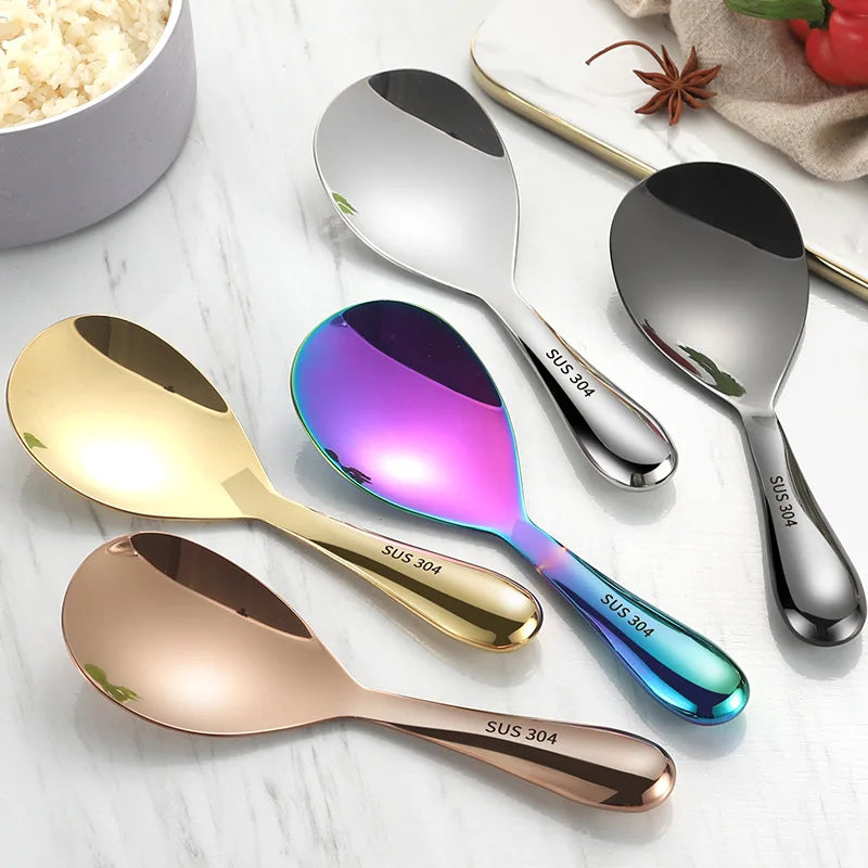Axyaa Stainless Steel Long Handle Rice Spoon Home Kitchen Utensil