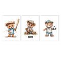 Axyaa Teddy Bear Sports Custom Name Nursery Wall Art Canvas Print Kids Room Decor