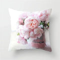 Axyaa Pink Flower Pattern Decorative Cushion Cover for Sofa Pillows - Polyester Material
