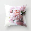 Axyaa Pink Flower Pattern Decorative Cushion Cover for Sofa Pillows - Polyester Material