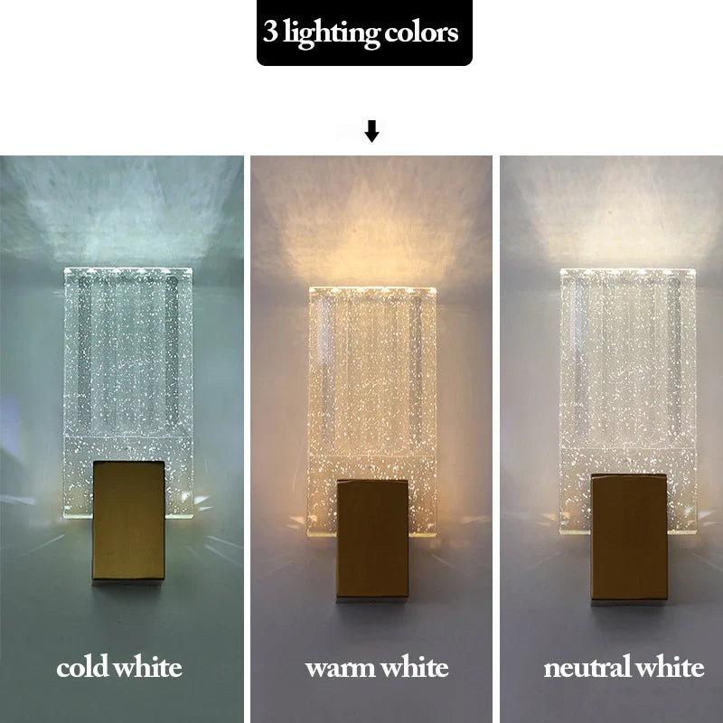 Axya Bubble Crystal Wall Lamps Gold LED Indoor Sconces for Modern Living Room Decor