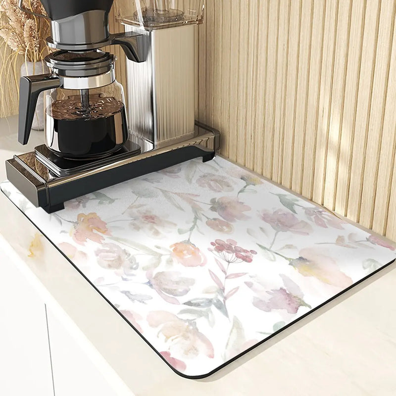 Axyaa Flowers Silicone Drying Mat: Non-Slip Kitchen Table Decor & Protection