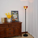 Axyaa Industrial Stained Glass Torchiere Floor Lamp