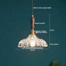 Axyaa Modern LED Pendant Light with Wood Handle & Clear Glass