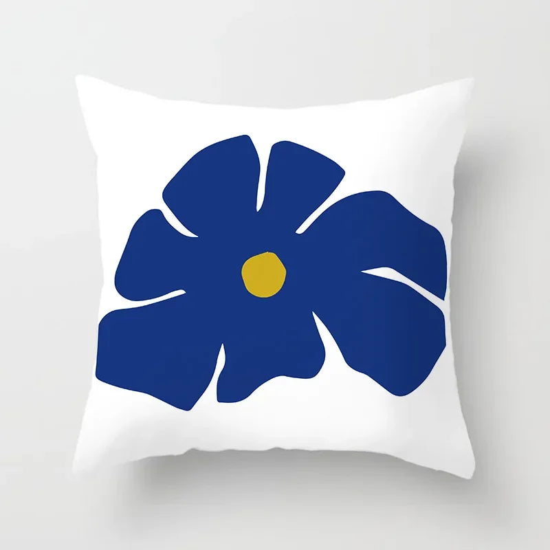 Abstract Geometric Mountain Pillowcase Blue Polyester for Sofa Hotel Office Seat Cushion Cover