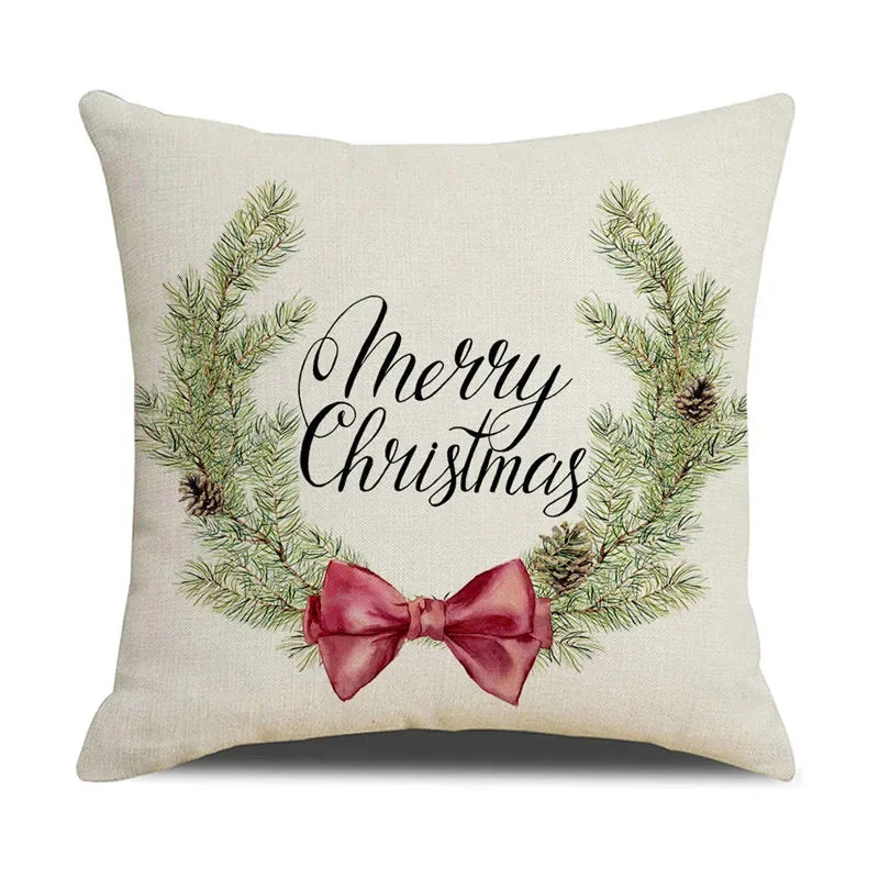 Axyaa Christmas Birds Pillowcase 45X45cm Linen Cushion Cover for Sofa