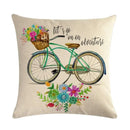 Axyaa Fashion Bicycle Pillow Case - Chic Linen Cushion Cover with Cartoon Design
