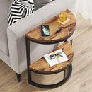 Axyaa Semi Circle End Table with Storage, Small Half Round Side Table for Sofa