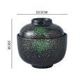Axyaa Ceramic Soup & Dessert Bowl with Lid - Creative Pattern, Thick & Durable