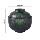 Axyaa Ceramic Soup & Dessert Bowl with Lid - Creative Pattern, Thick & Durable