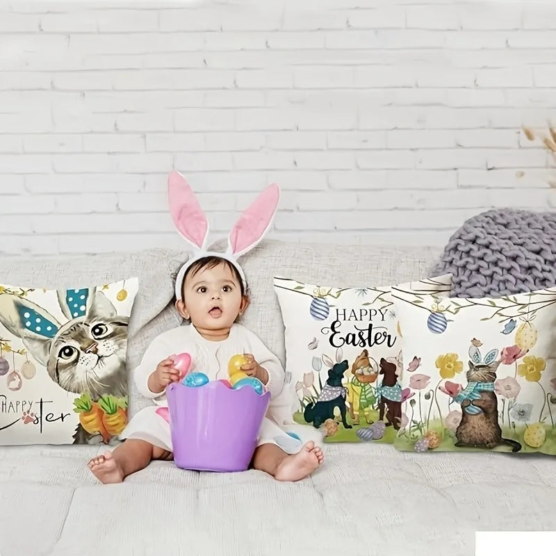 Easter Puppy Cat Egg Pattern Pillowcase - Axyaa Brand Home Decoration