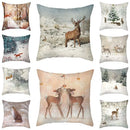Christmas Deer & Rabbit Winter Pillow Case - Axyaa Home Decor Collection