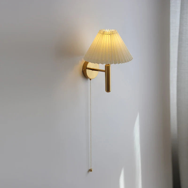 Axyaa White Umbrella Gold Copper LED Wall Lights - Luxury Bedroom Decor