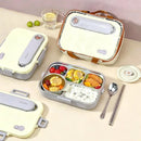 Axyaa Stainless Steel 5-Compartment Lunch Box Set with Bowl & Cutlery