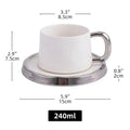 Axyaa Silver-Rimmed Ceramic Cup and Saucer Set - Luxury Water Cup, Flower Cup