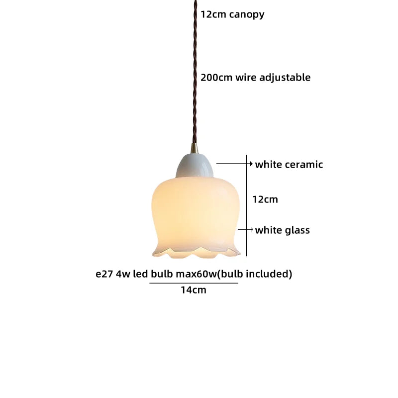 Axyaa Ceramic Wood Copper LED Pendant Light - Japan Style Chandelier