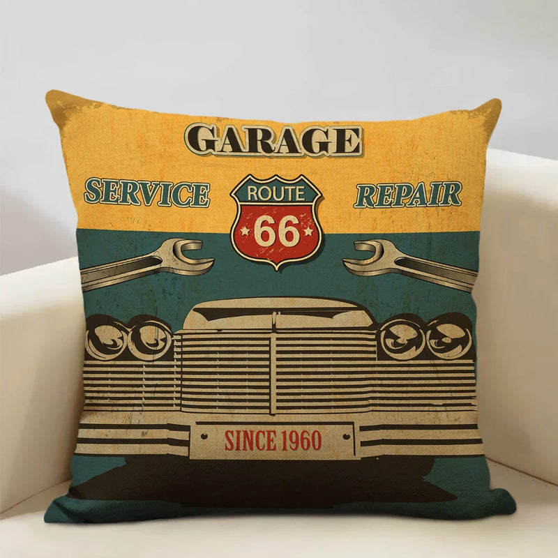 Axyaa Classic Cars Print Cushion Cover 45X45CM Pillowcase Linen Throw Pillow