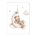 Axyaa Sun Rainbow Bear Canvas Wall Art Poster, Nursery Decor, Kids Room Decoration