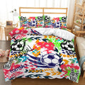 Axyaa Kids Soccer Duvet Cover Set - Queen Size Sports Bedding for Boys Girls