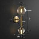 Axyaa Copper LED Wall Sconce Amber Glass Ball Modern Applique Murale