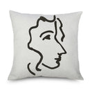 Axyaa Minimalist Matisse Portrait Linen Pillow Case, Sofa Decor, Simple Line Drawing